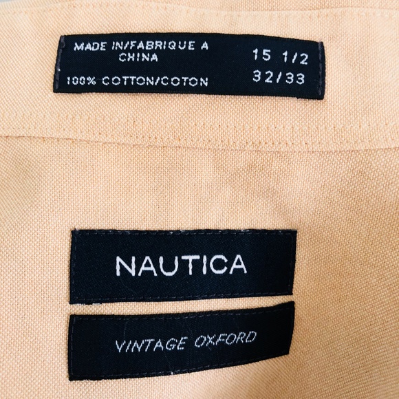 Nautica Tan Brown Vintage Oxford Shirt 15.5 32/33 - Picture 5 of 8